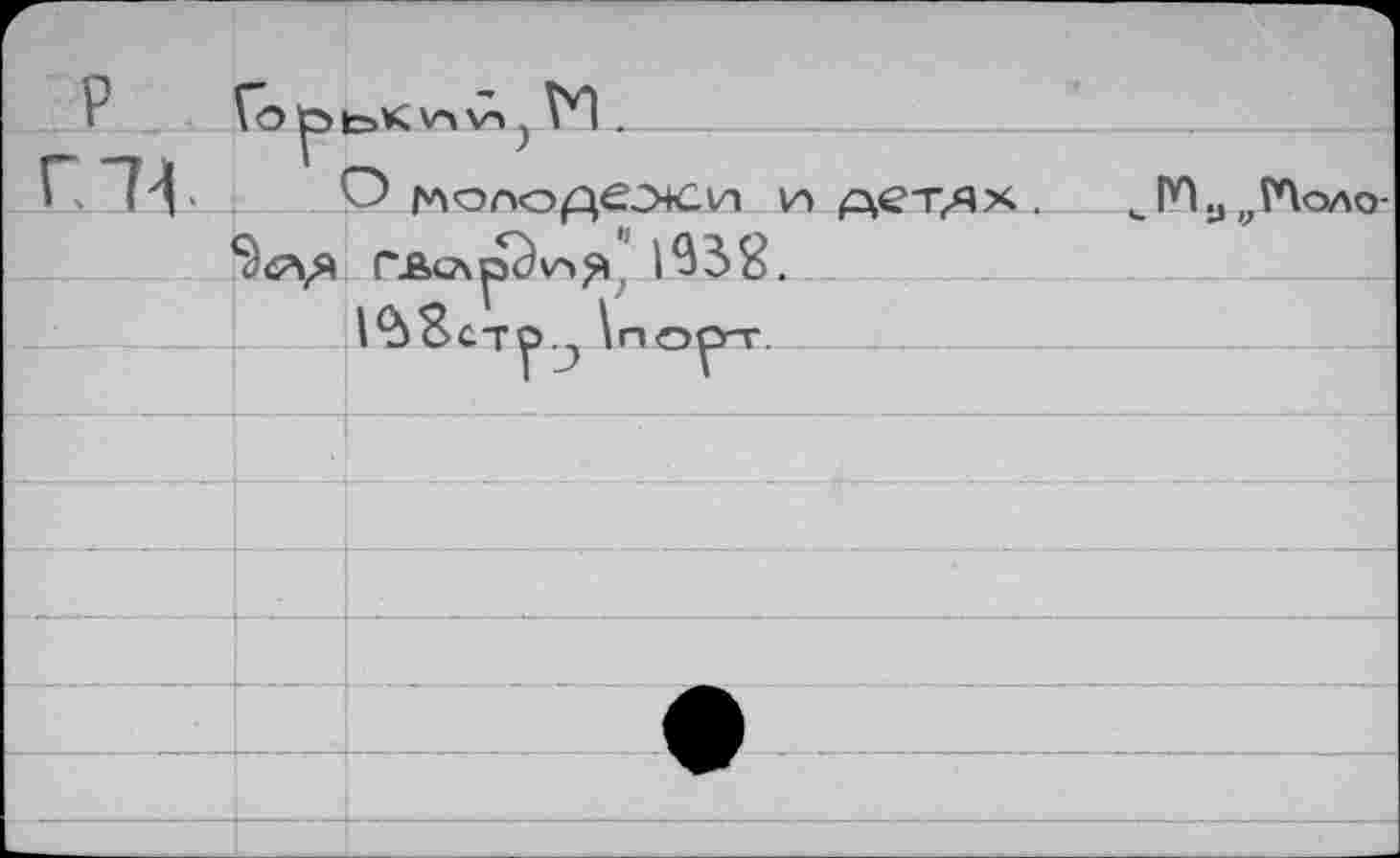 ﻿P	Гог.	. Г"! .
Г Tl	Г	’ О глолопеэ+Си и аетлх .	№.. ЛЛоло-	
	^<ля	ГЬсли^\А^; lß3&. I^ScTj).^ \порт	
		
		
		
		
		- -- -
		
		•
		